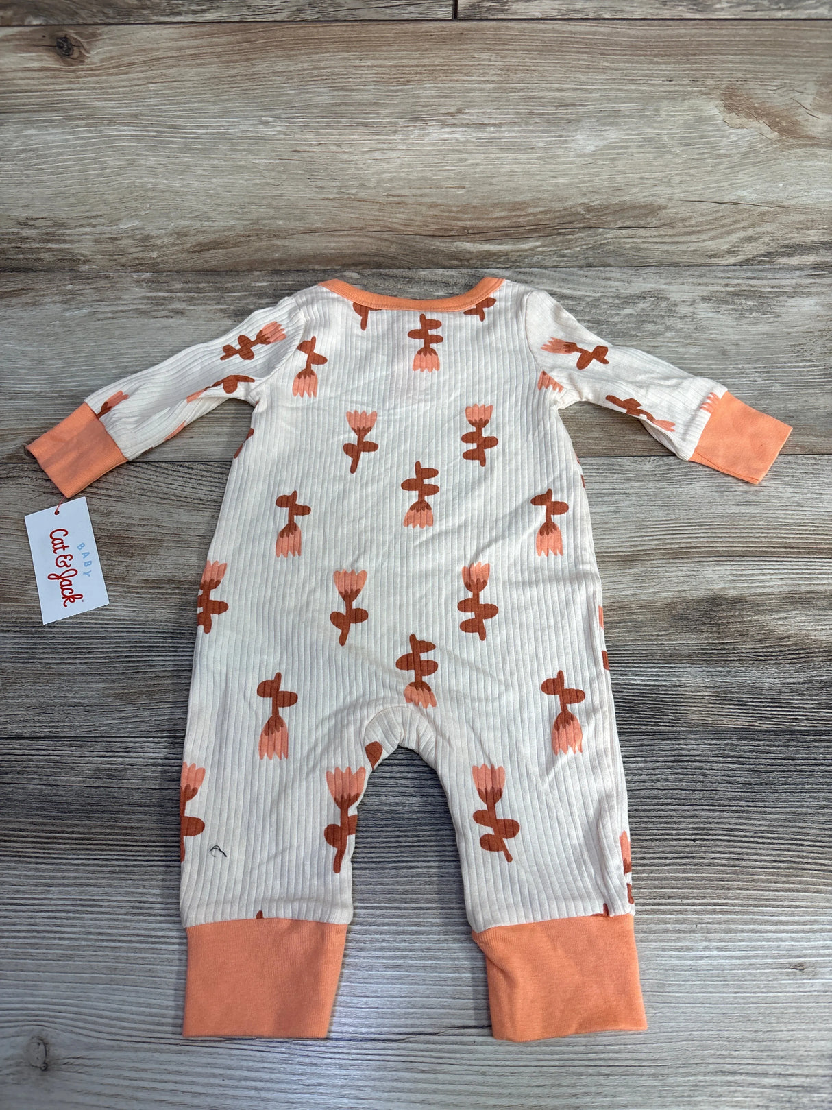 Cat & Jack Floral Ribbed Coverall Cream sz 0-3m