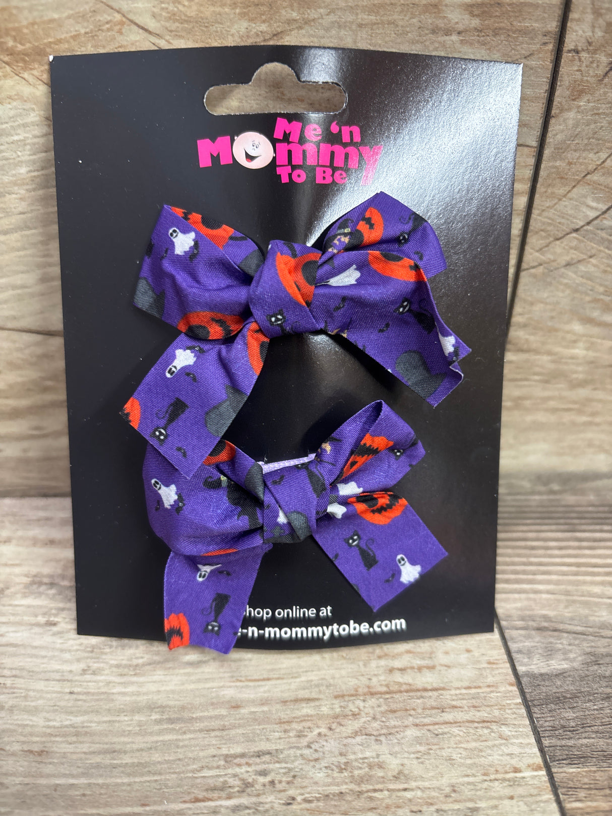NEW Halloween Print Hair Bows 2pk Purple