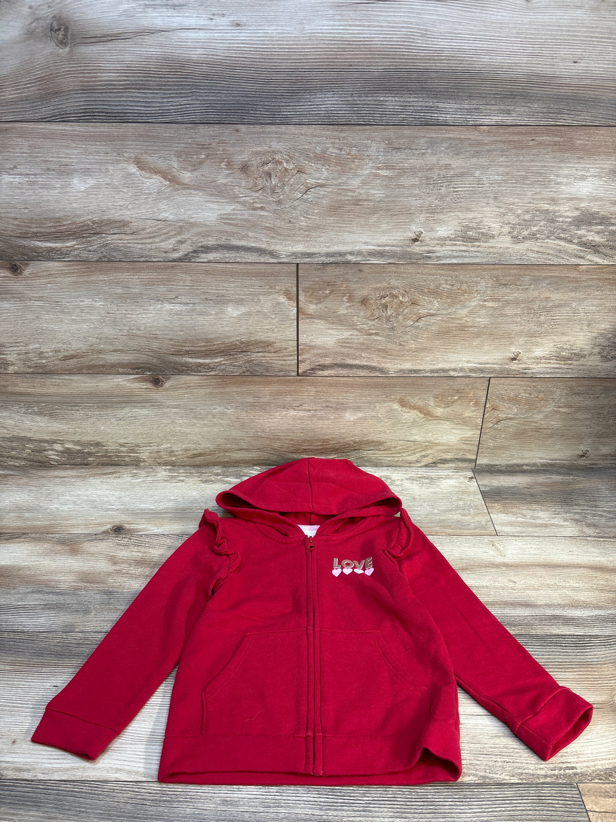 Children's Place Full Zip Love Jacket Red sz 5T