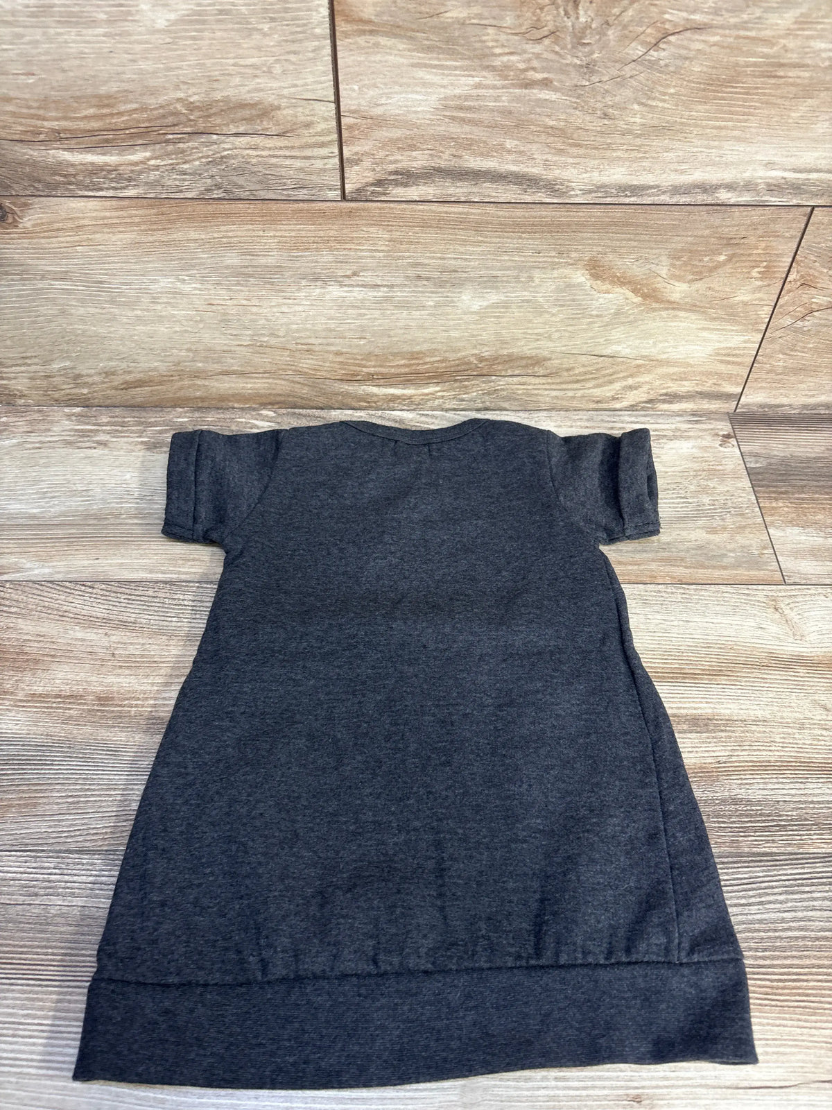 Back view of a grey short sleeve sweatshirt dress for toddlers by Me n Mommy To Be
