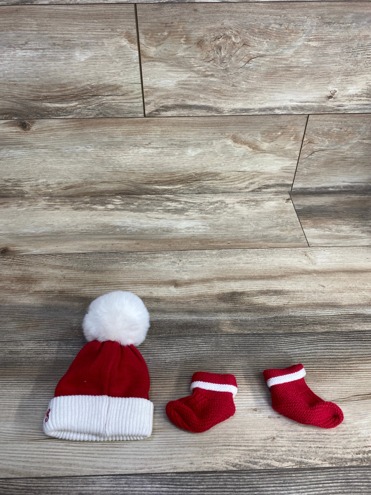 First Steps 'My 1st Christmas' Knit Hat & Booties 2pc Set sz 0-6m