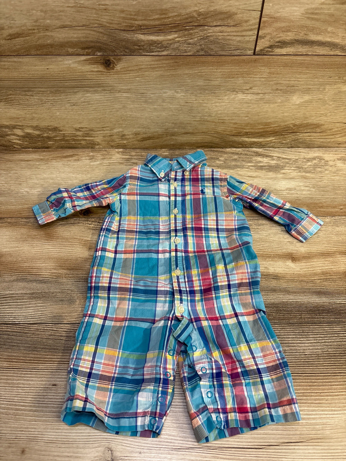 Ralph Lauren Plaid Button-Down Coverall Blue sz 3m