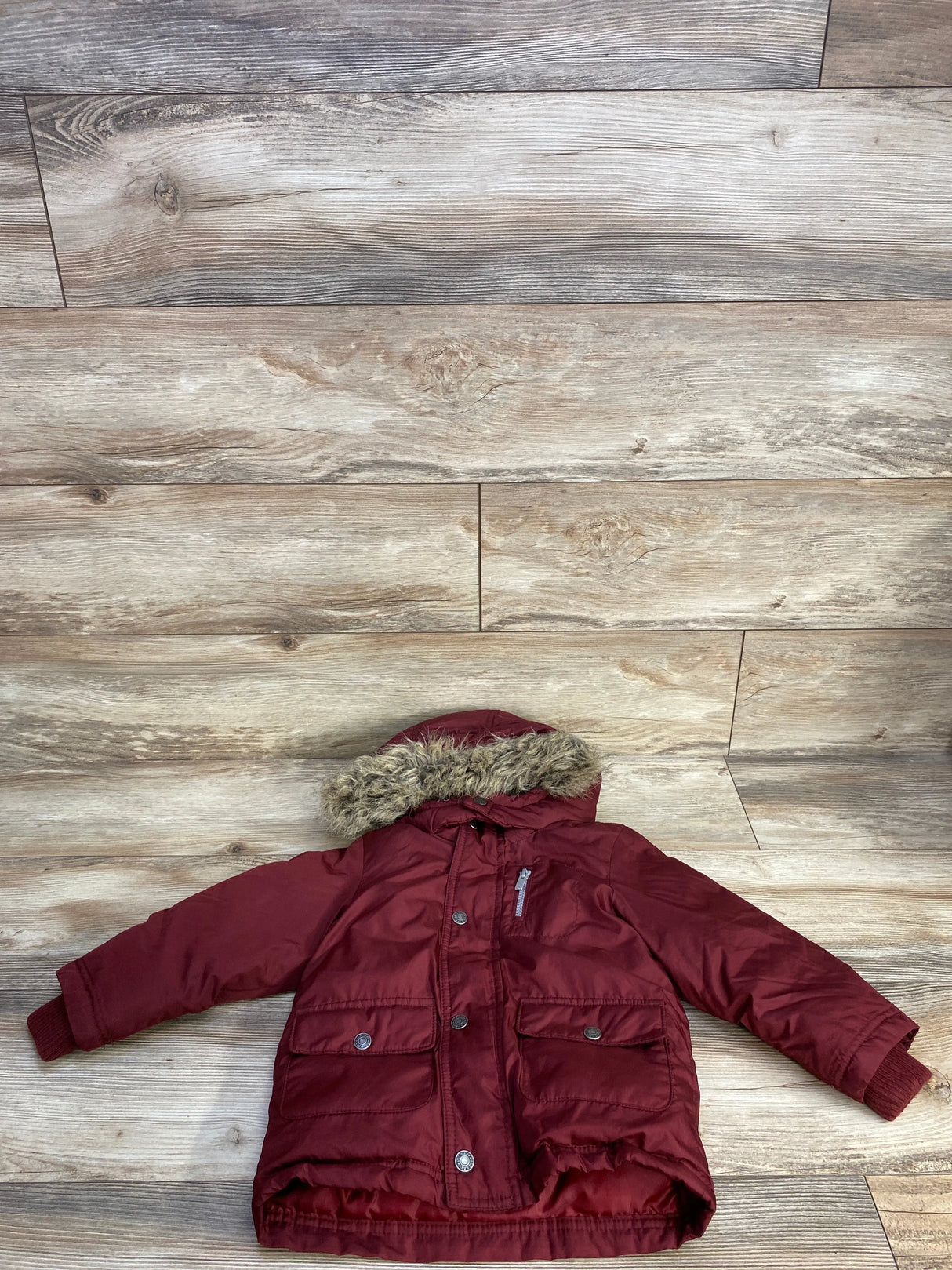 Old Navy Faux Fur Lined Puff Coat Burgundy sz 3T