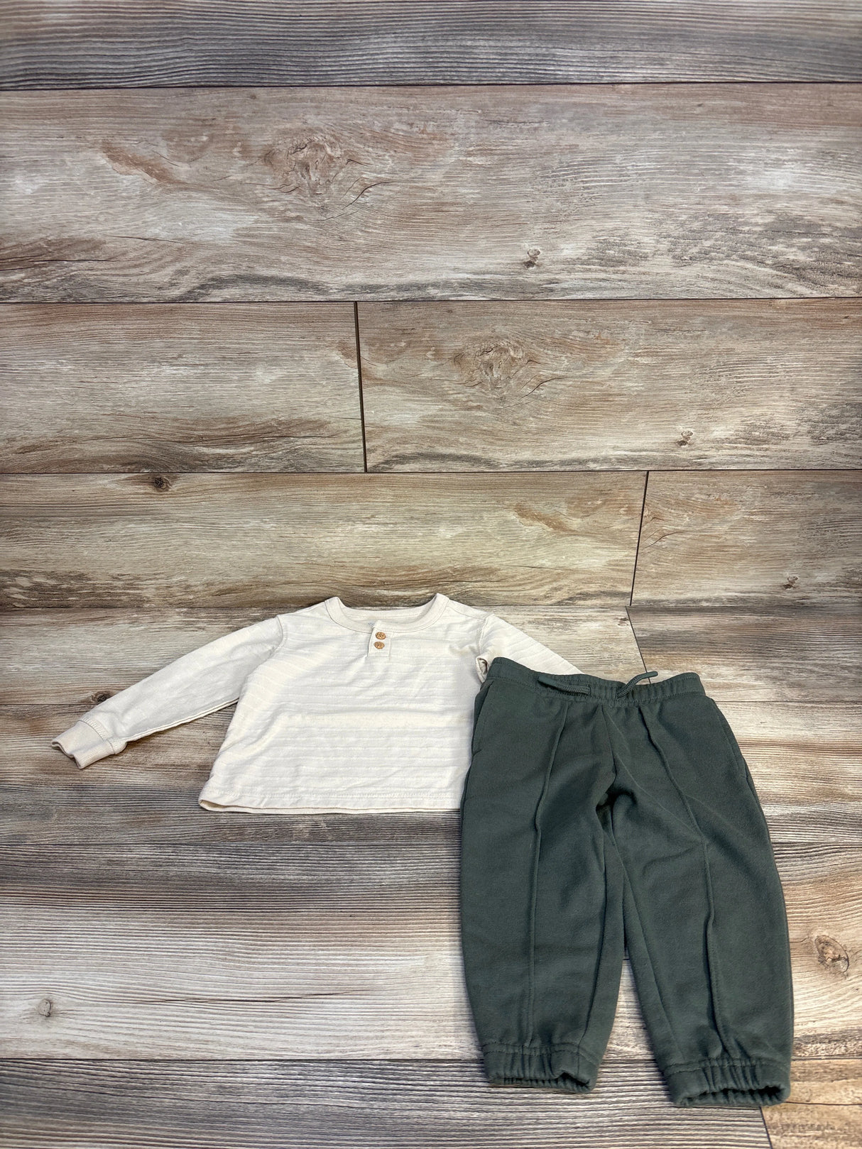Member's Mark 2pc Long Sleeve Shirt & Joggers Set Cream sz 18m