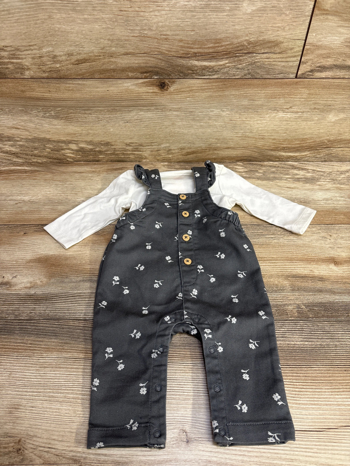 NEW Cat & Jack Floral Overall & Shirt Set White sz 0-3m