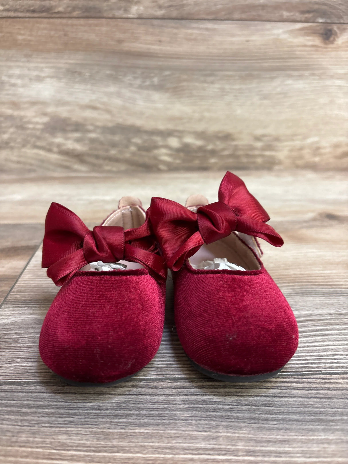 NEW Velvet Mary Jane Bow Flats Red sz 3.5c