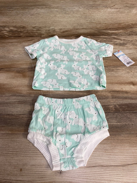 NEW Cat & Jack 2pc Bunny Print Shirt & Shorts Mint sz 6-9m - Me n Mommy To Be