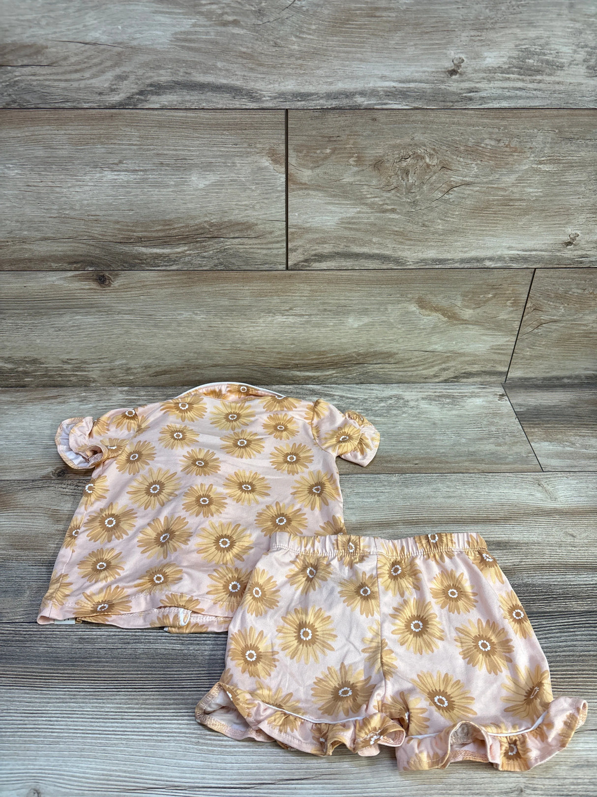 Wonderluxe 2pc Floral Coat Style Pajama Set Peach sz 2T