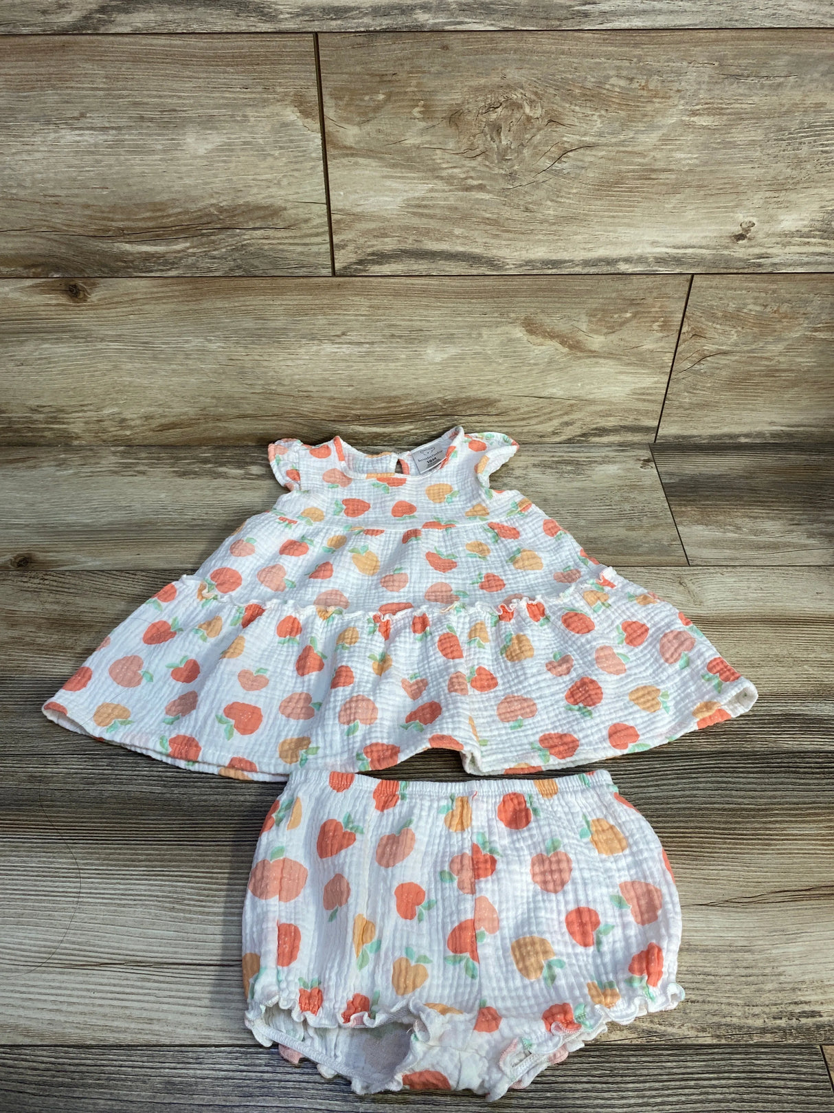 Koala Baby 2pc Peach Print Gauze Dress & Bloomers Set White sz 18m