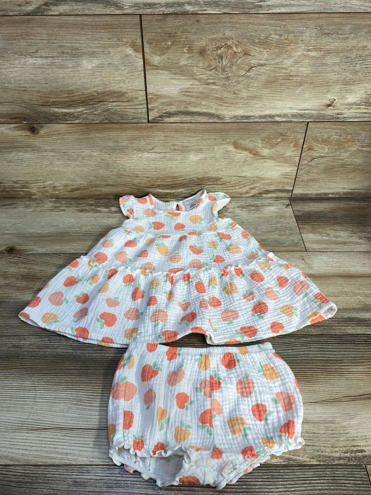 Koala Baby 2pc Peach Print Gauze Dress & Bloomers Set White sz 18m