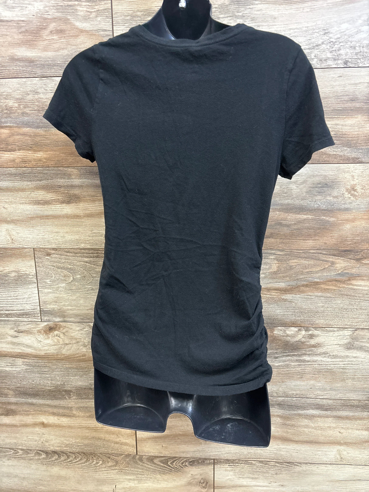 Isabel Maternity Ruched V-Neck Shirt Black sz Medium