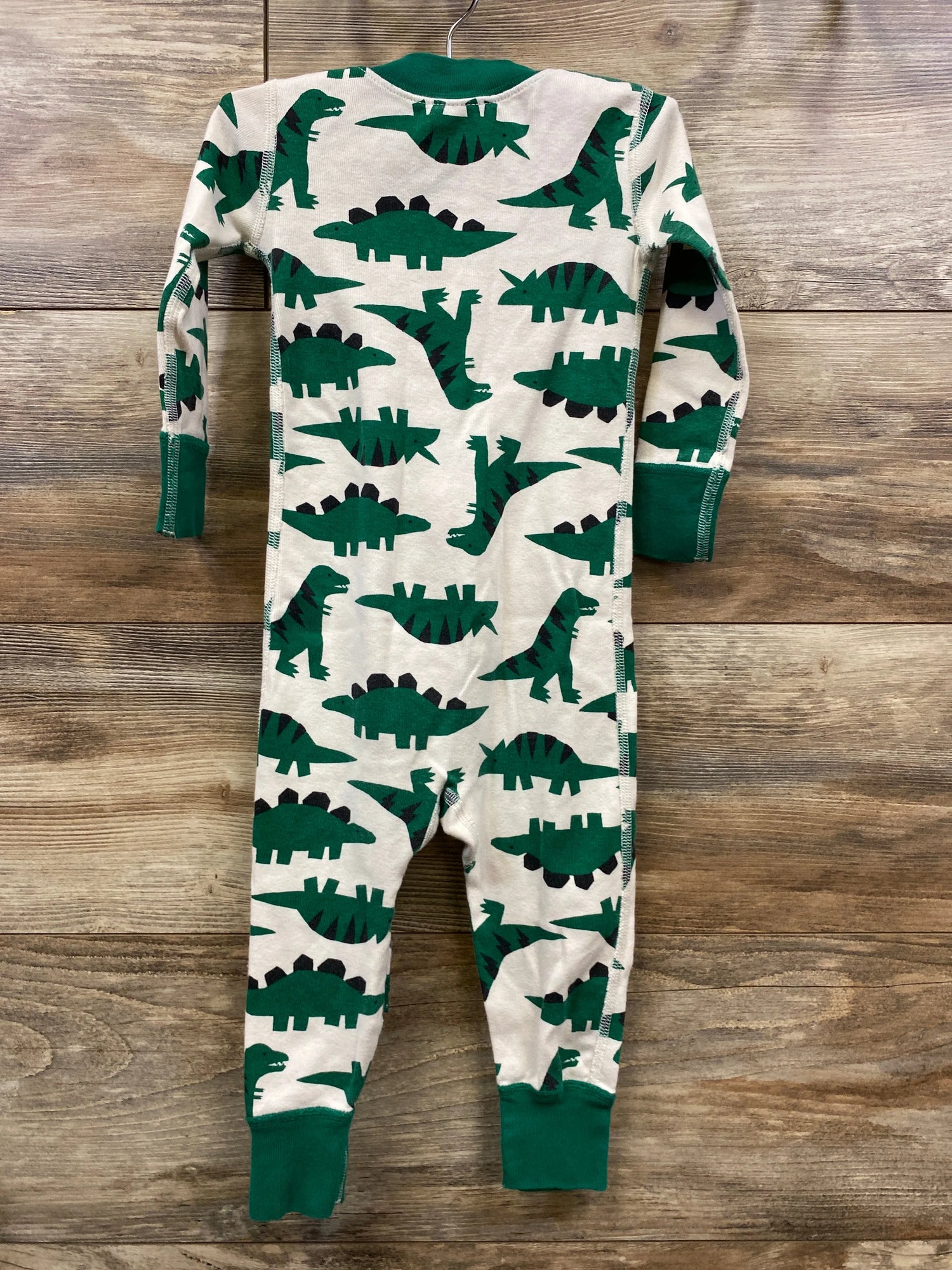 Hanna Andersson 2-Way Zip Sleeper Ultra Green Dinos sz 18-24m