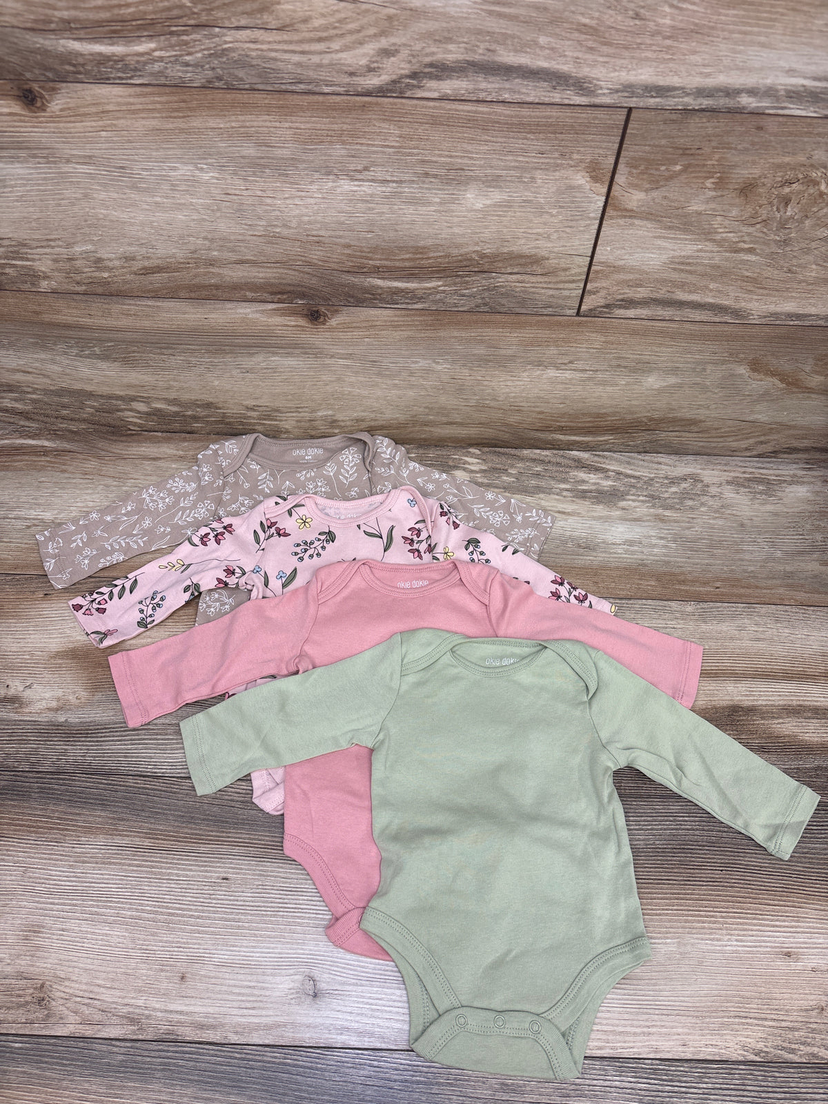 Okie Dokie 4pk Long Sleeve Bodysuits Pink sz 6m