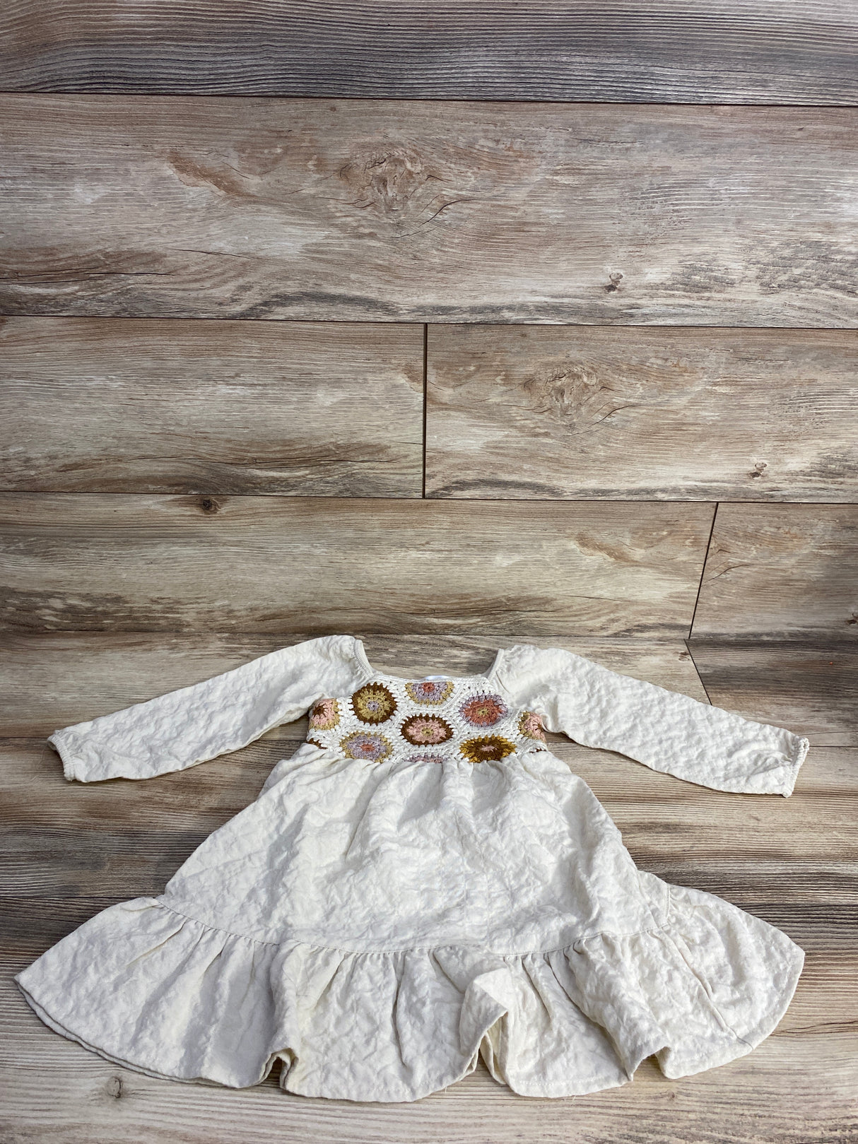 Little Co. Long Sleeve Peasant Dress Beige sz 24m