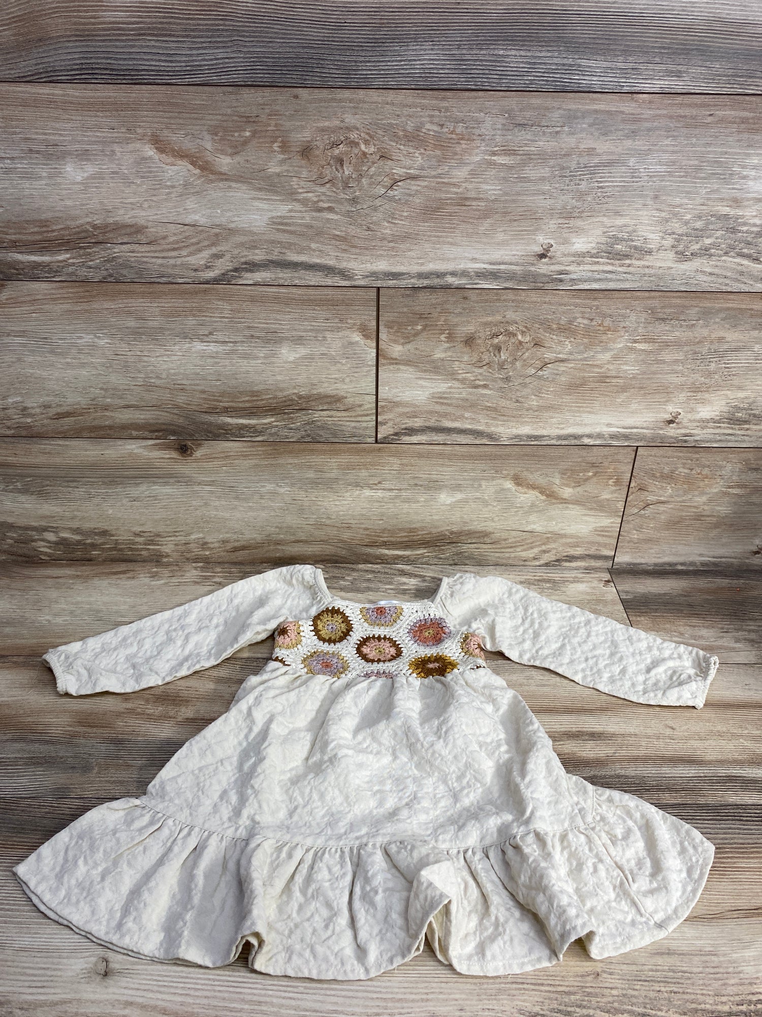 Little Co. Long Sleeve Peasant Dress Beige sz 24m
