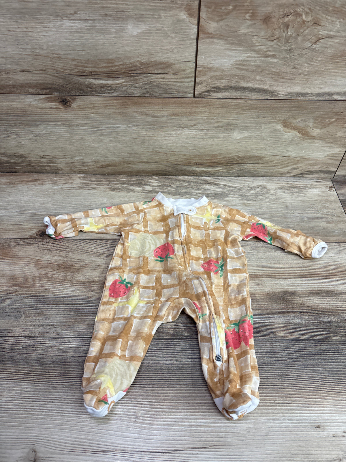 Burt's Bees Baby Strawberry Waffle Organic Sleeper Tan sz Newborn