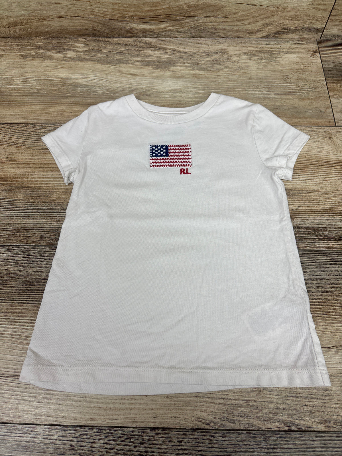 Polo Ralph Lauren American Flag-Applique Cotton Jersey T-Shirt White sz 4T