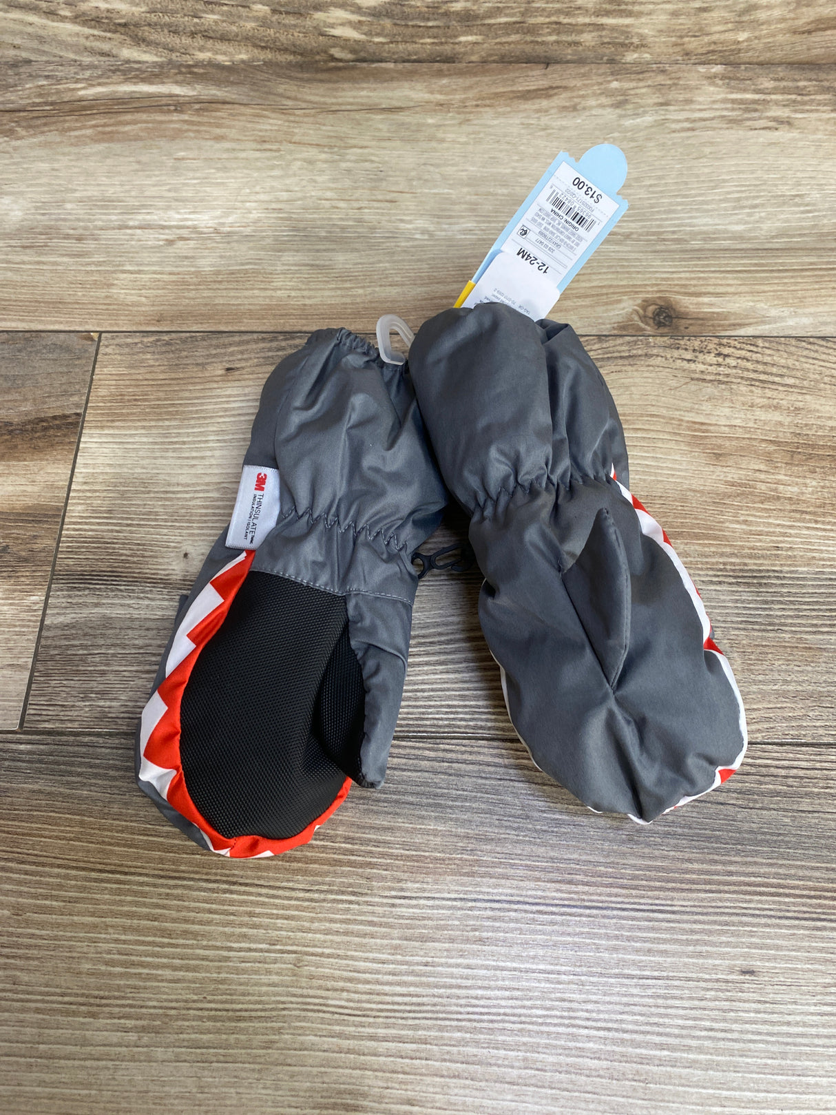 NEW Cat & Jack 3M Thinsulate Winter Mittens Grey sz 12-24m