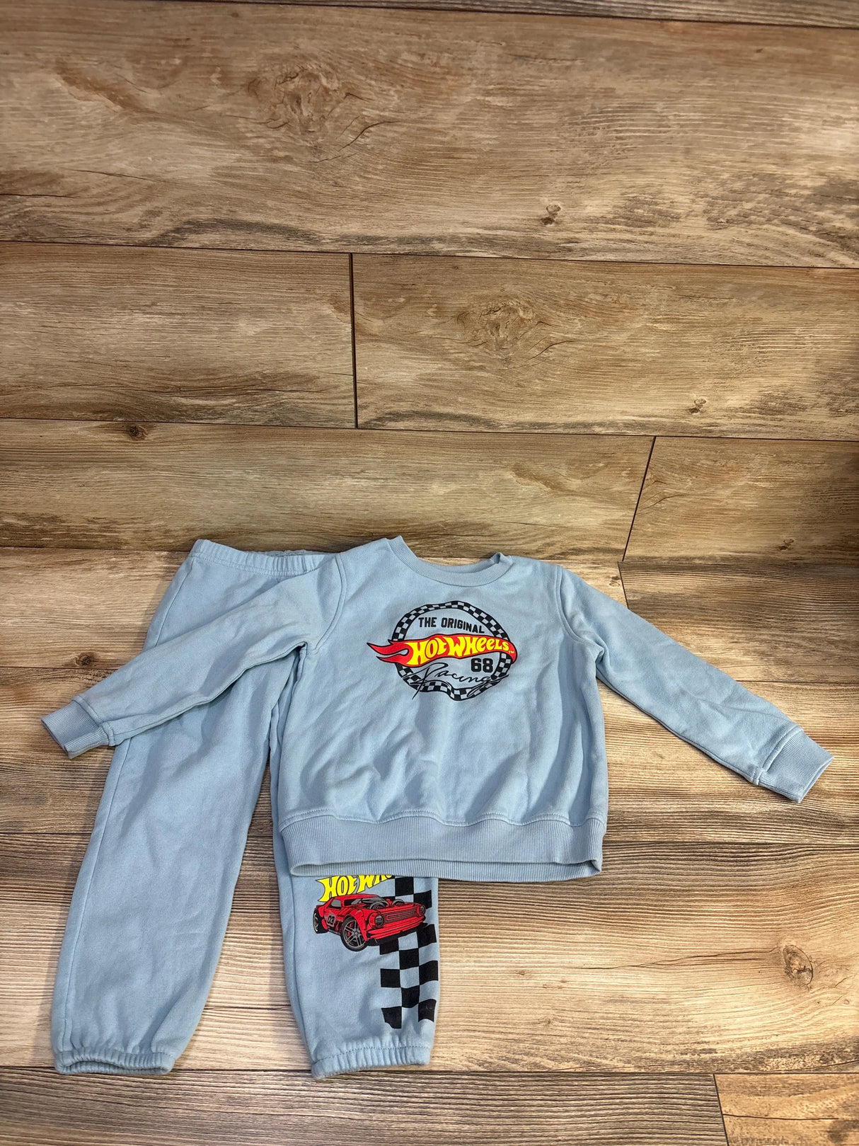 Hot Wheels 2pc Pullover Sweatshirt & Joggers Set Blue sz 4T