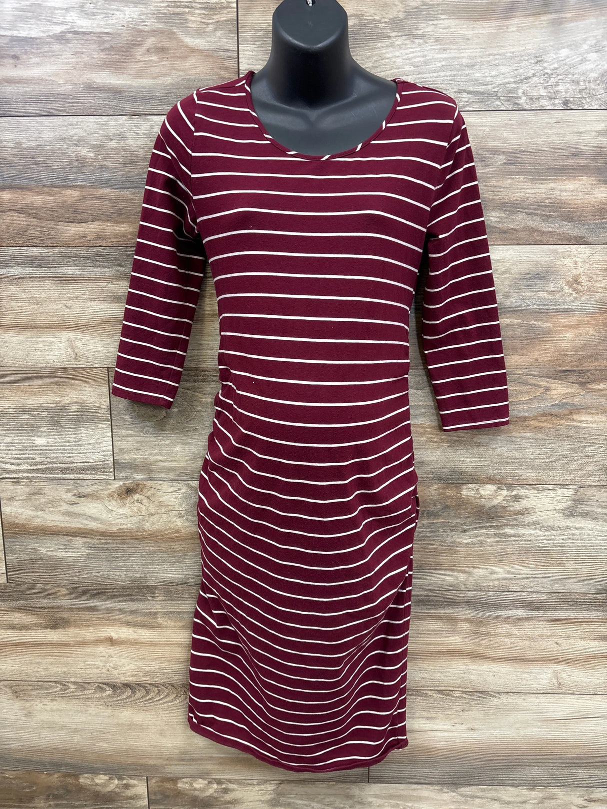 Isabel Maternity Striped Bodycon Dress Berry sz Medium