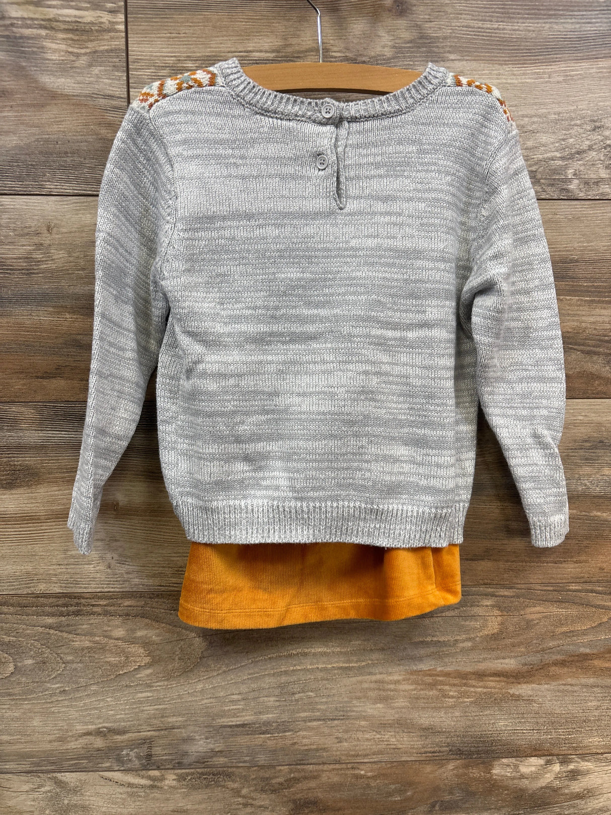 Little Lass 2pc Chunky Knit Sweater & Velvet Skirt Set Grey sz 5T