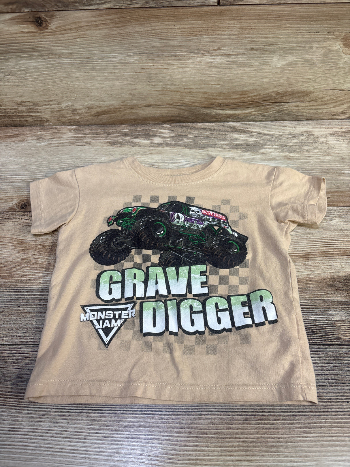 Monster Jam Grave Digger Shirt Beige sz 2T