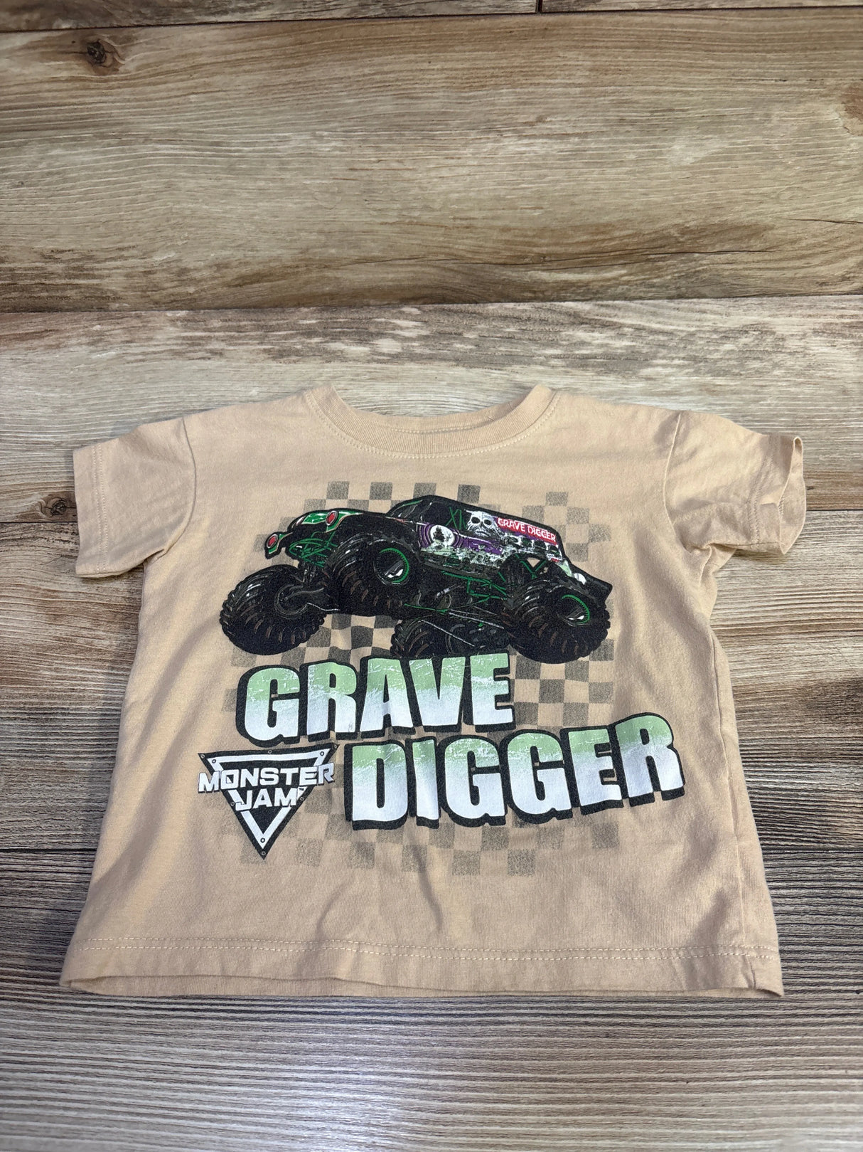Monster Jam Grave Digger Shirt Beige sz 2T