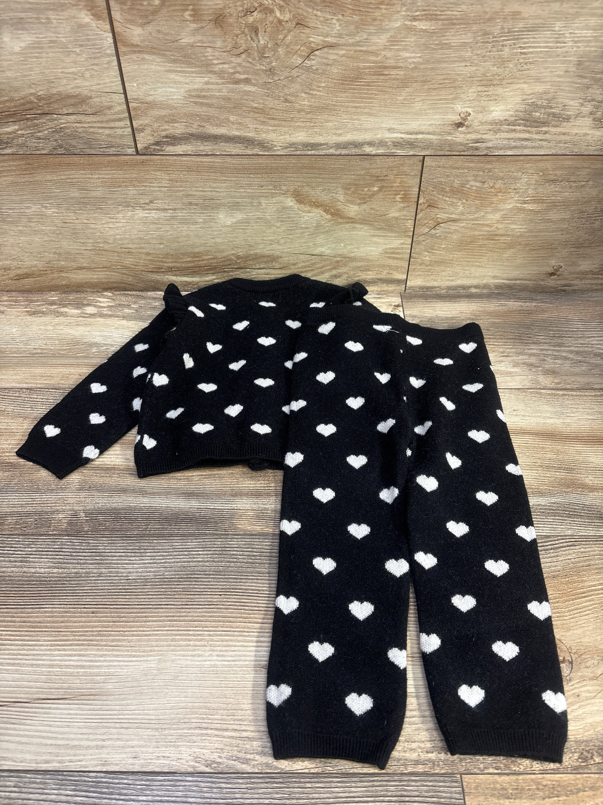 Btween Baby 2pc Knit Button-Up Sweater & Pants Set Black sz 2T