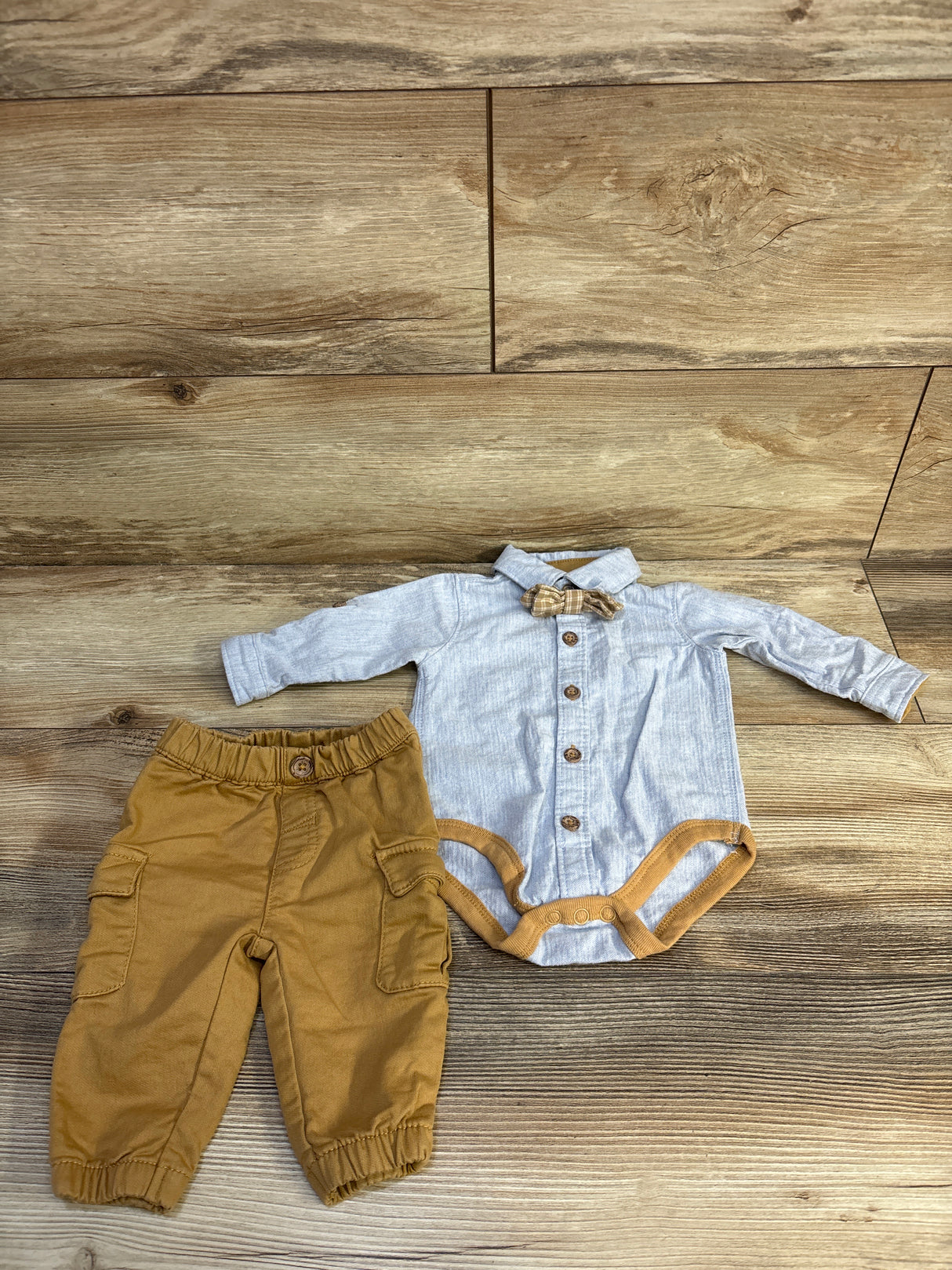 Little Lad 3pc Button-Up Bodysuit, Pants, & Bowtie Set Blue sz 0/3m