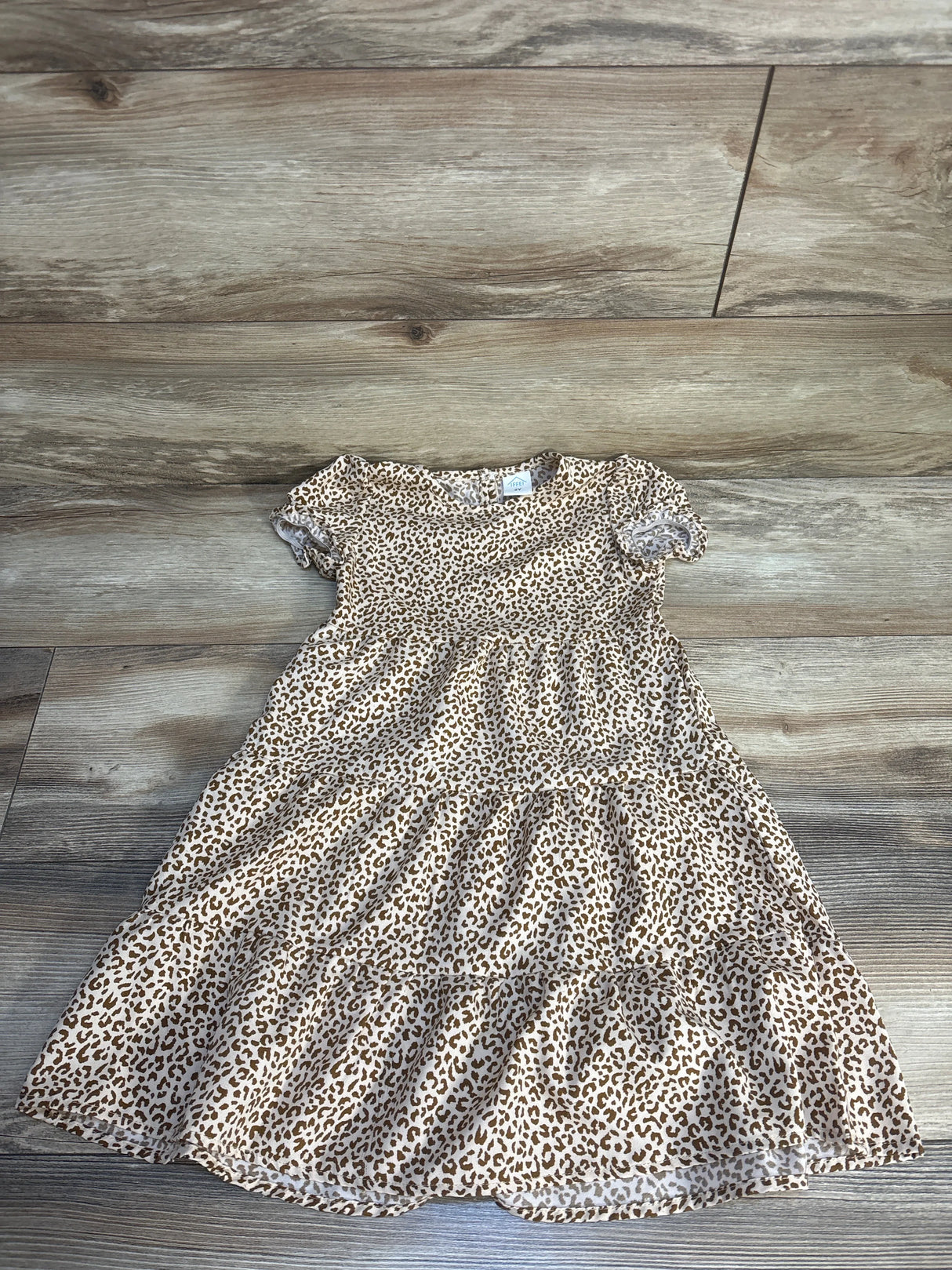 IFFEI Tiered Leopard Print Dress Beige sz 2T