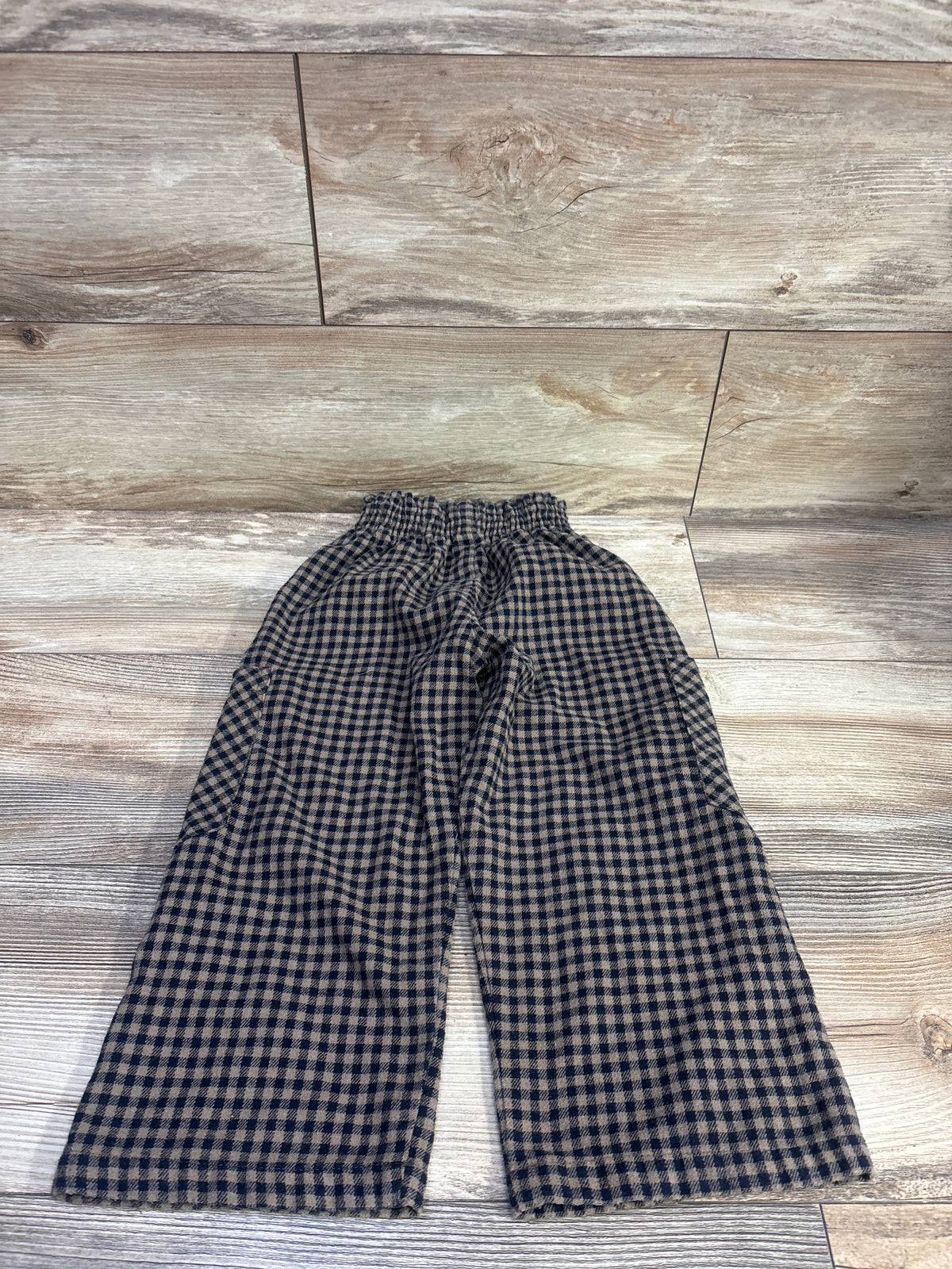 Zara Gingham Pull-On Trousers Brown sz 5-6T