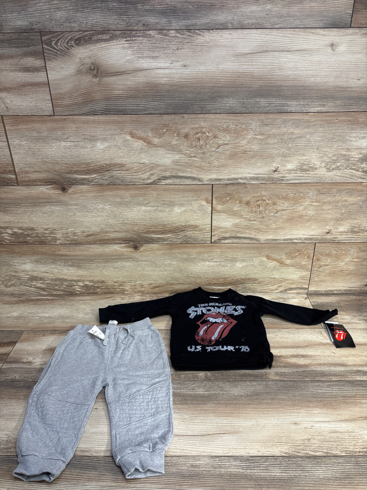 NEW The Rolling Stones 2pc Sweatshirt & Joggers Set Black sz 18m