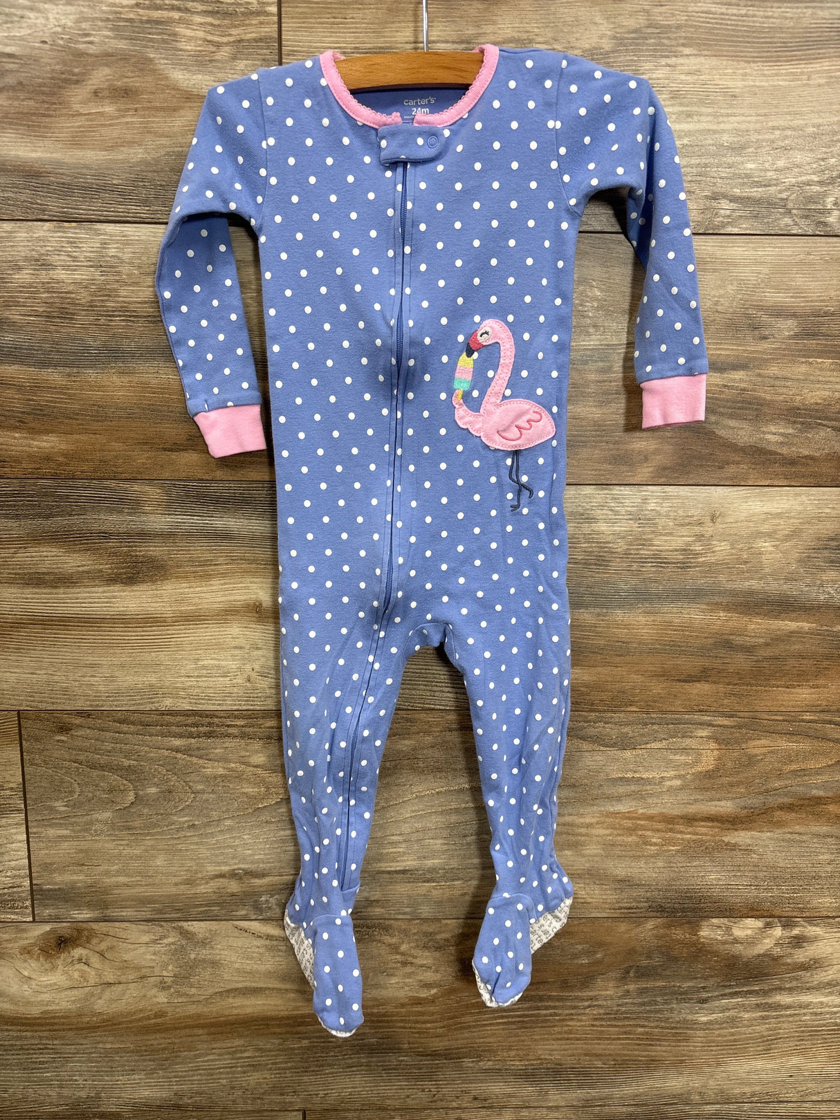 Carter's Polka Dot Flamingo Print Sleeper Purple sz 24m