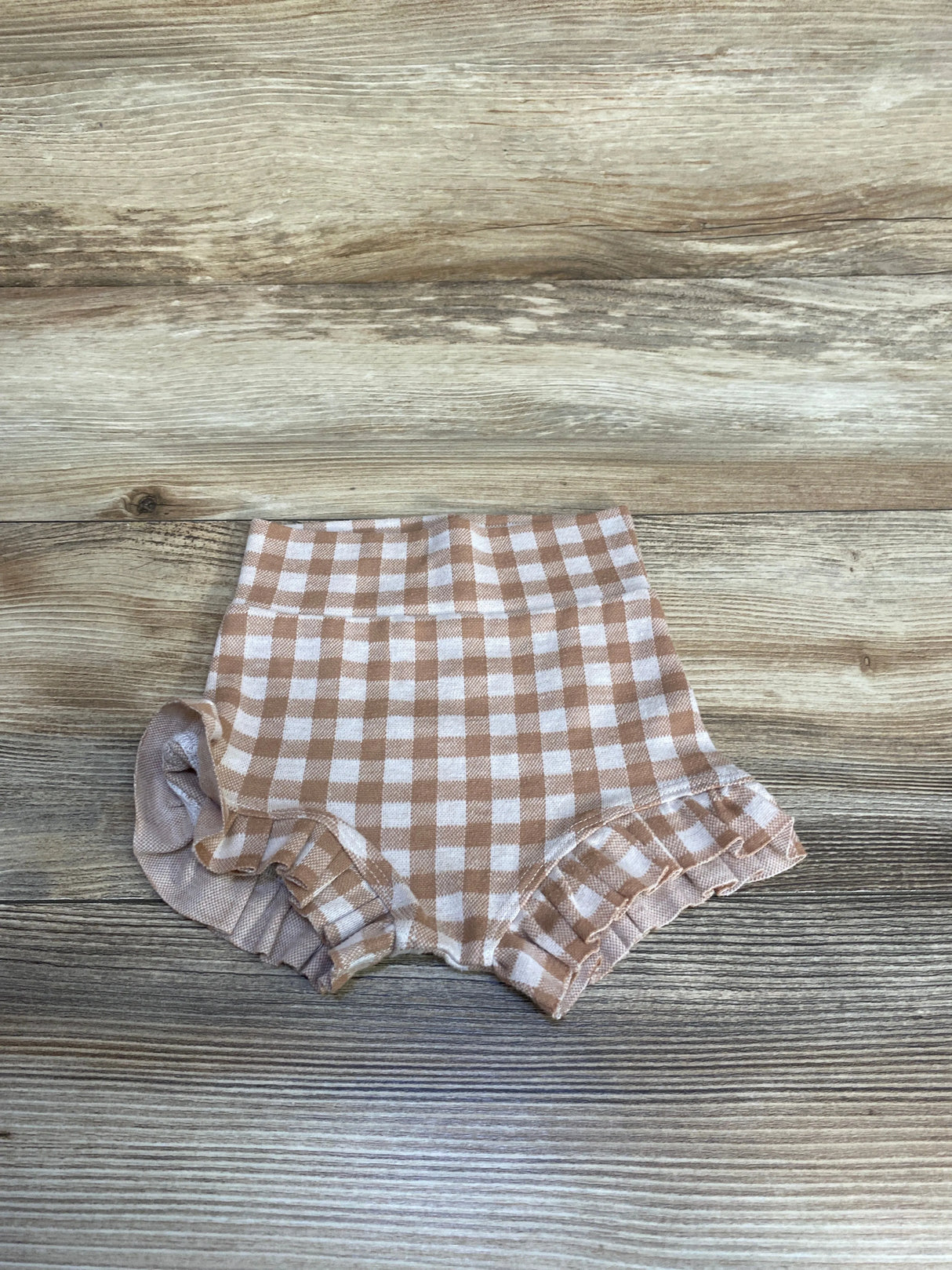 Gingham Ruffle Bummie Tan sz 3-6m