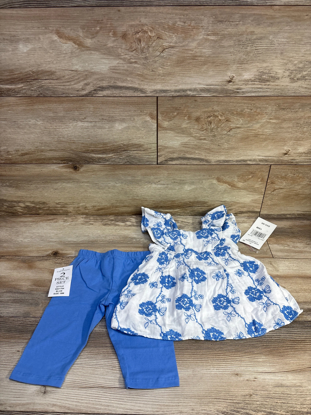 NEW Rare Editions 2pc Embroidered Dress & Leggings Set White sz 18m