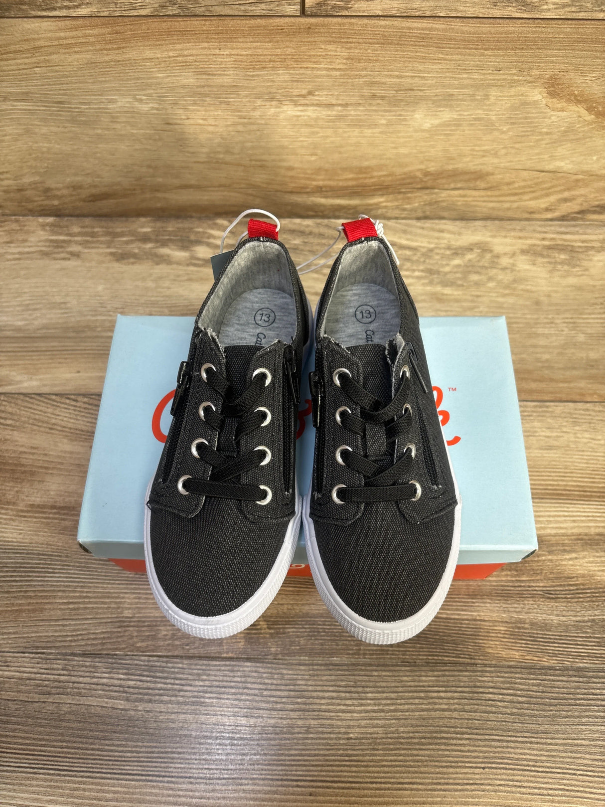 NEW Cat & Jack Lucian Double Zipper Sneakers Grey sz 13c