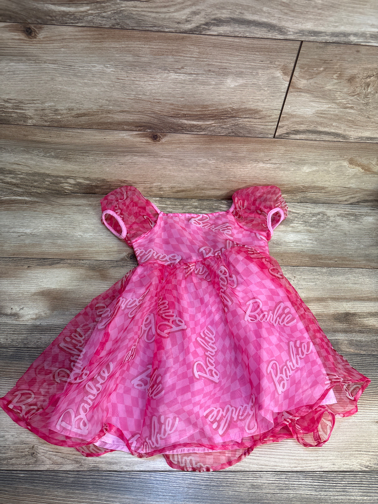 Barbie Square Neck Organza Dress Pink sz 4T