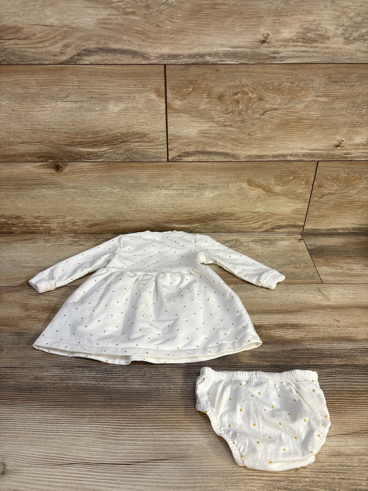 Carter's 2pc Polka Dot Sweatshirt Dress & Bloomers Set White sz 6m