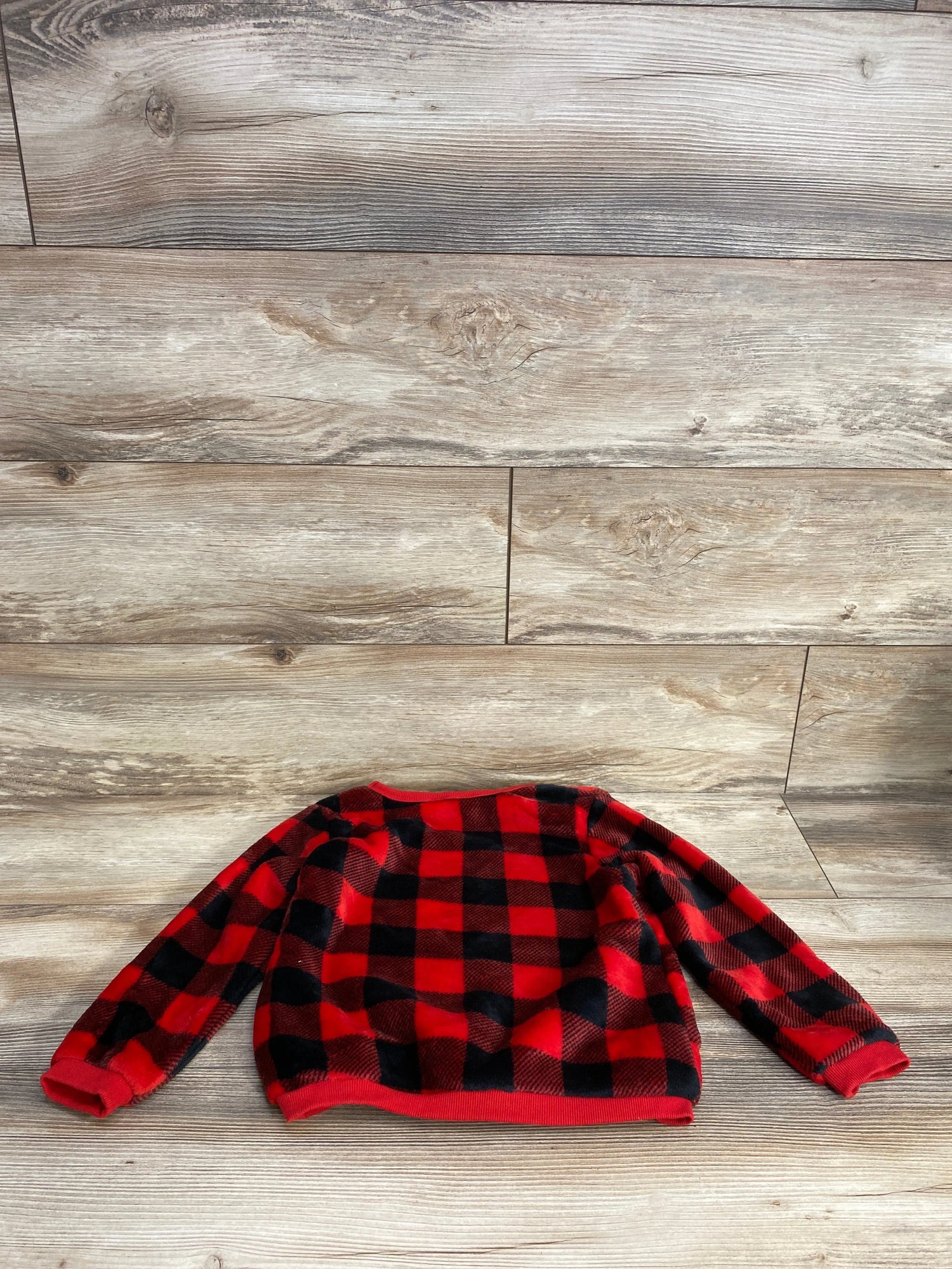 H&M Buffalo Plaid Plush Sweatshirt Red sz 5-6