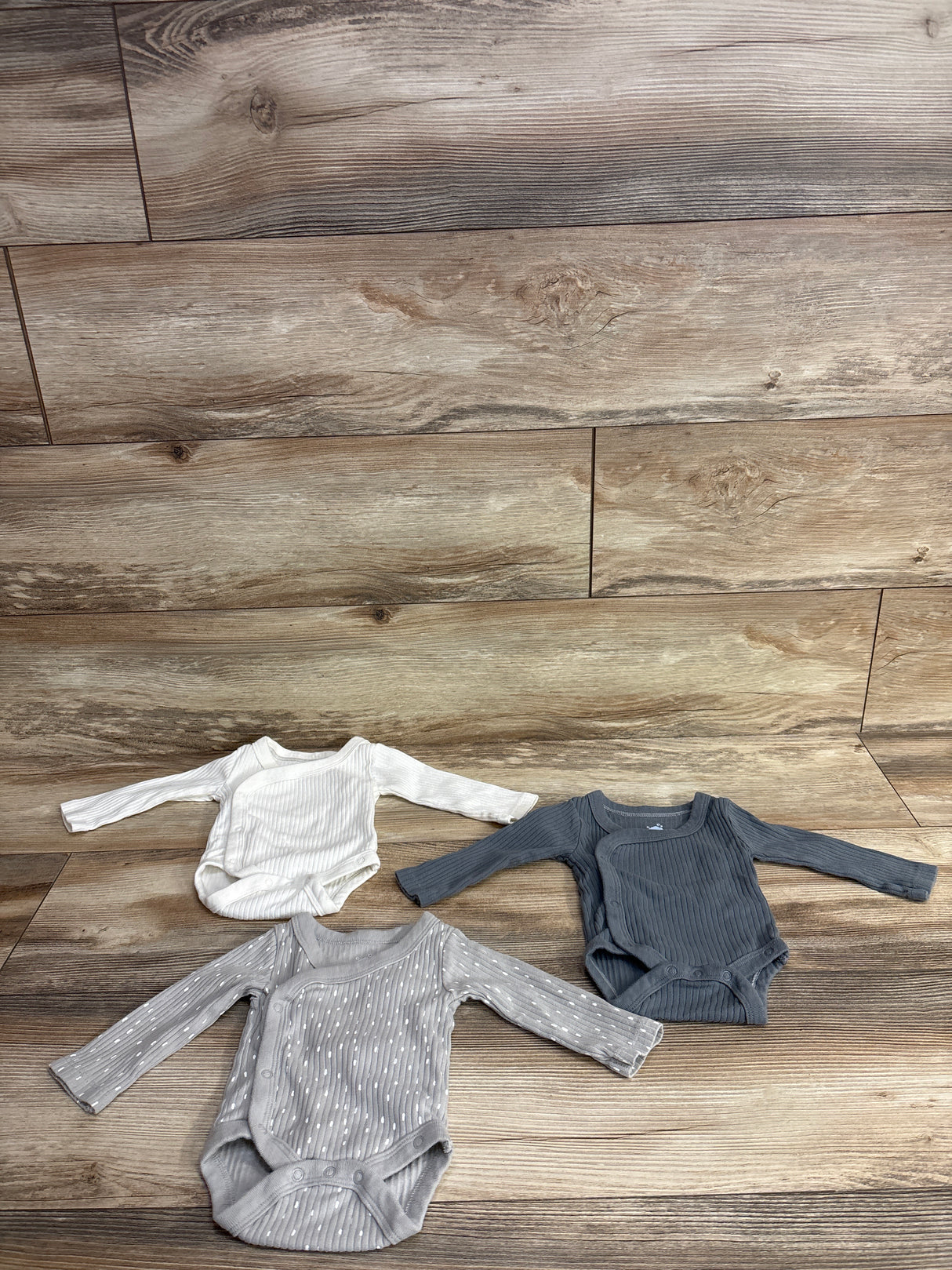 Cloud Island Kimono Long Sleeve Bodysuits 3pk Grey sz Newborn