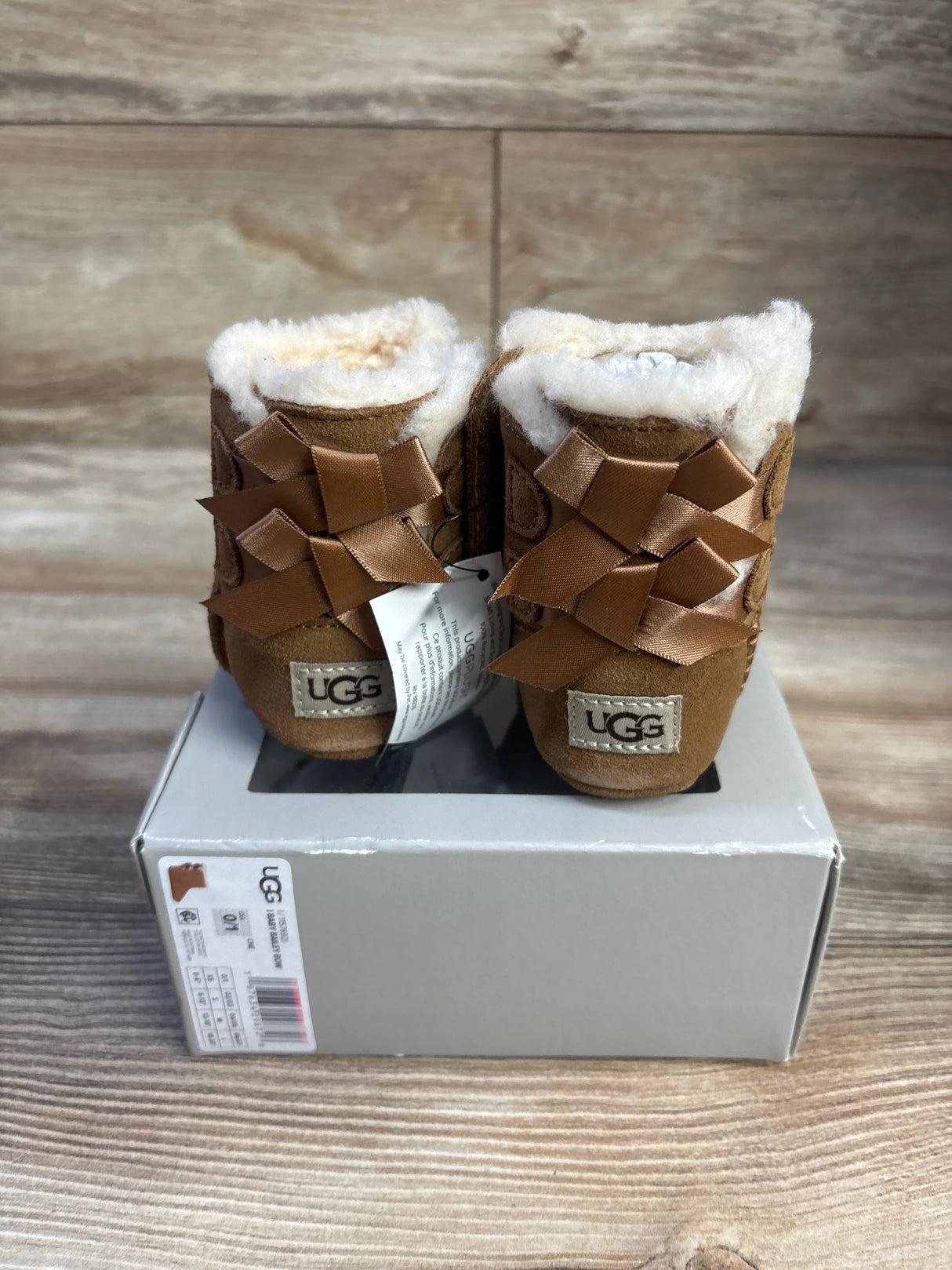 NEW Ugg Baby Bailey Bow I Soft Sole Boots Chestnut sz 0/1c