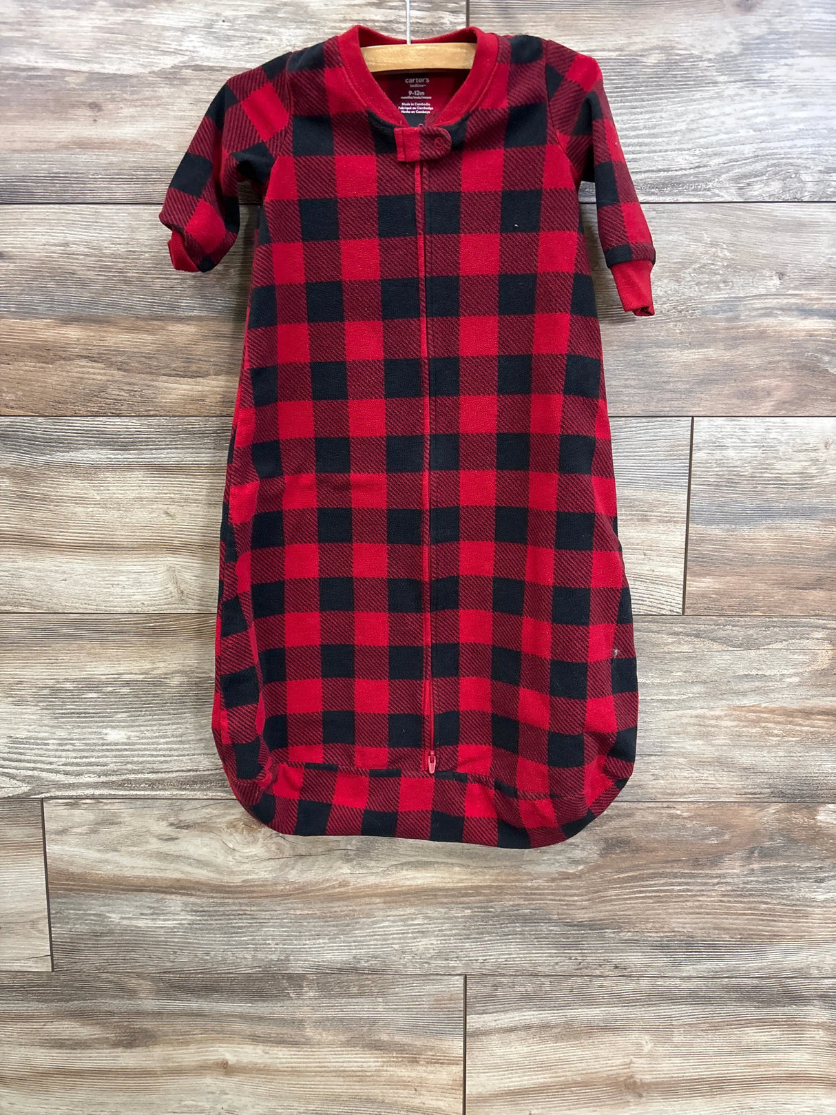 Carter's Buffalo Plaid Fleece Sleep Sack Red sz 9-12m