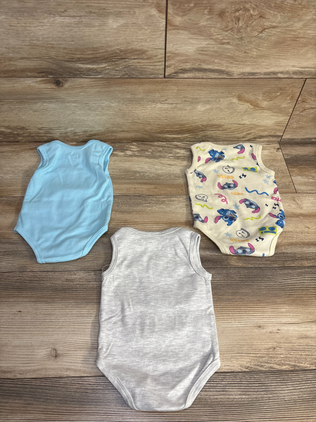 Disney Baby 3pk Stitch Tank Bodysuits Blue sz 6-9m