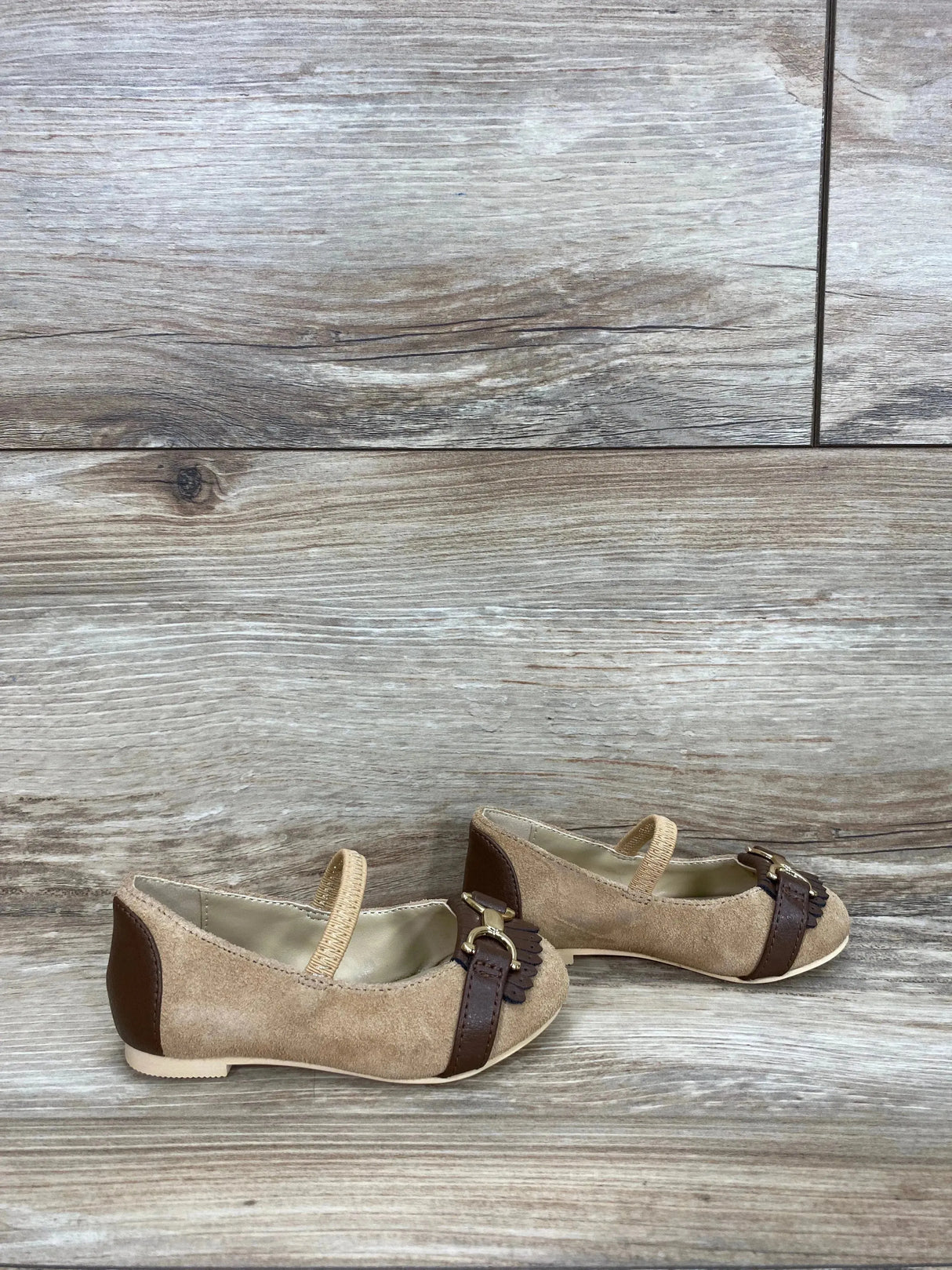 NWoT Janie And Jack Girls' Suede Bridle Bit Flat Tan Sz 5c - Me n Mommy To Be