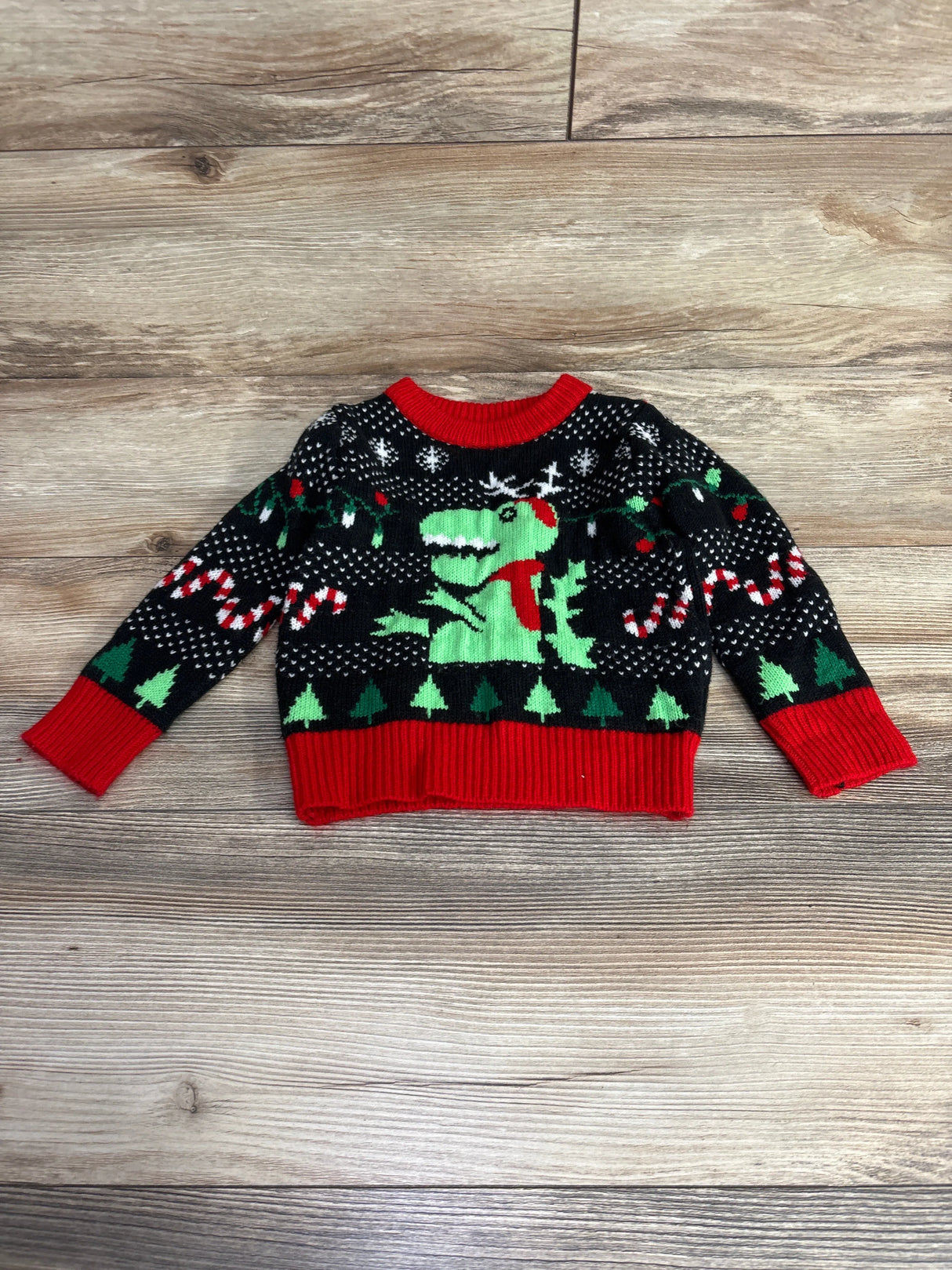 Dinosaur Ugly Christmas Sweater Black sz 2T
