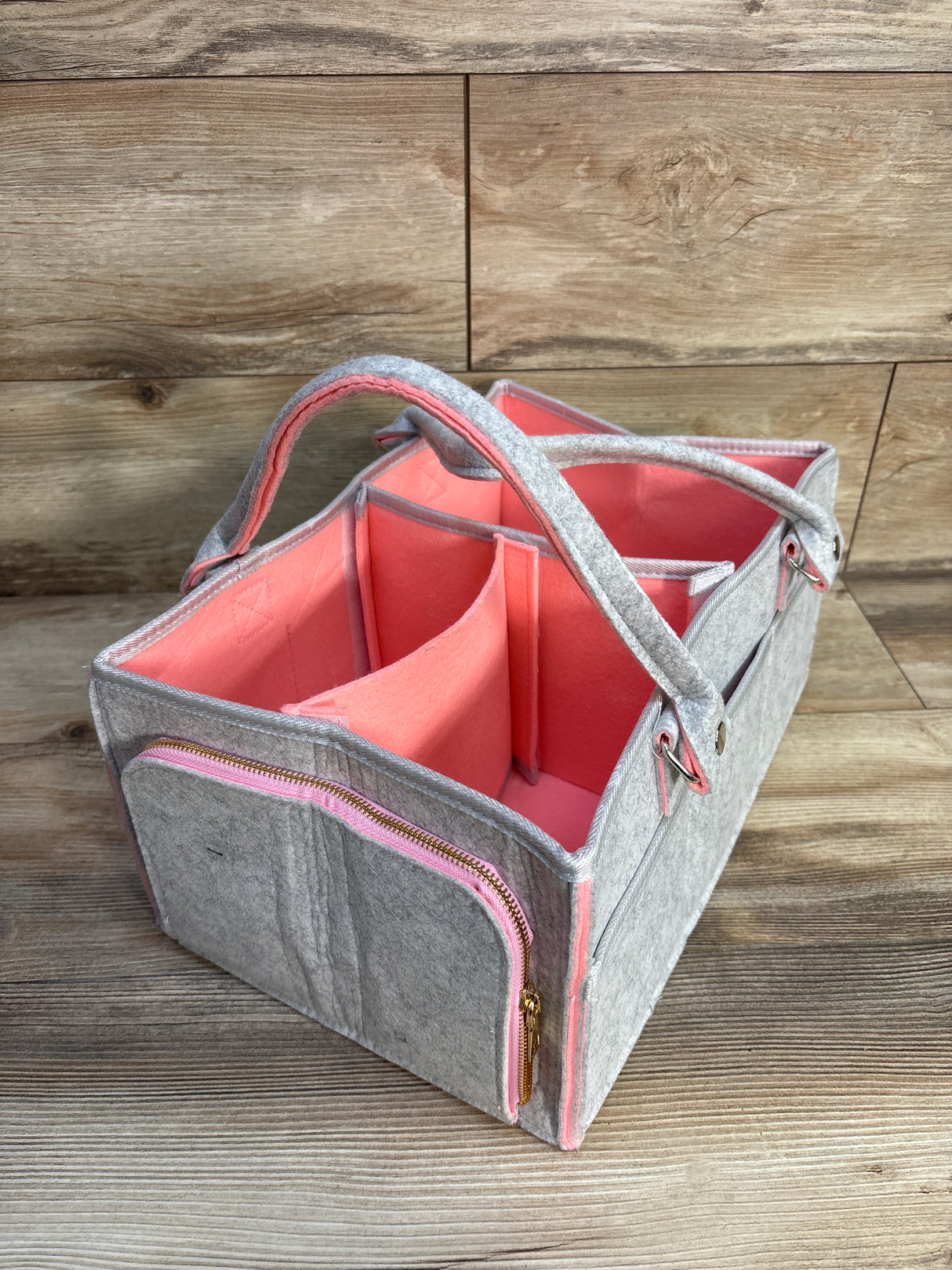 Mr. Pen Felt Diaper Caddy Organizer, Grey/Pink