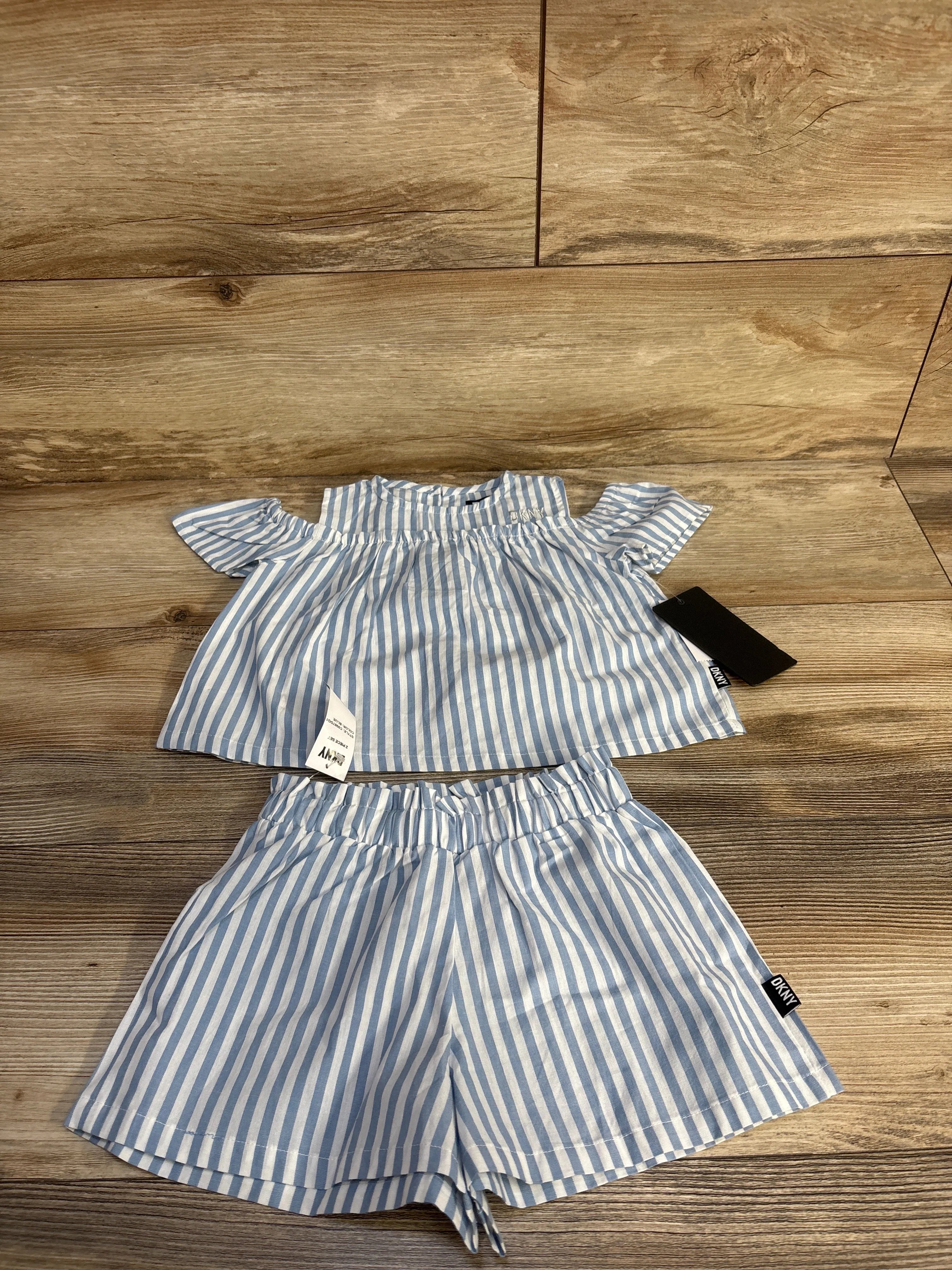 NEW DKNY 2pc Striped Cold-Shoulder Top & Shorts Set Blue sz 24m – Me n Mommy To Be