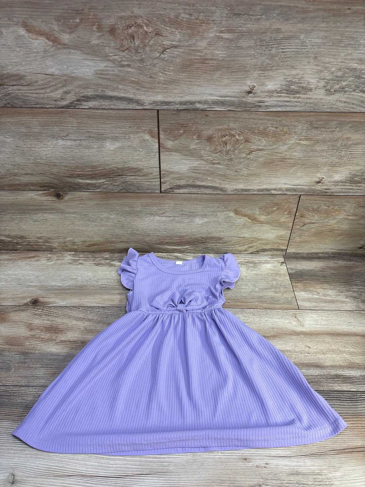 Ribbed Flutter Sleeve Dress Purple sz 2-3T