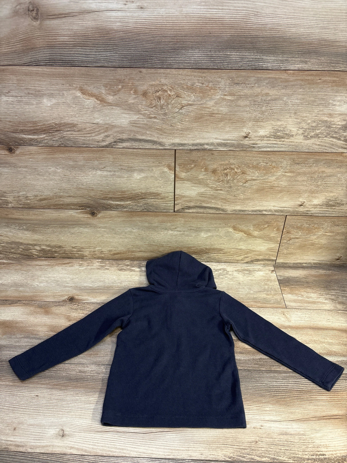 Pekkle Waffle Knit Hooded Henley Shirt Navy sz 3T