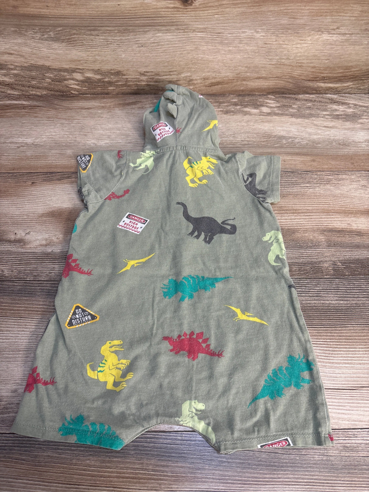 Jurassic Park Hooded Henley Knit Romper Olive sz 12m